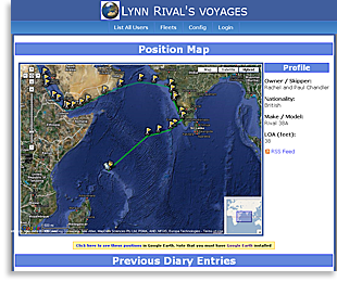 Paul and Rachel Chandlers Website outlining the voyage on their boat "Lynn Rival"