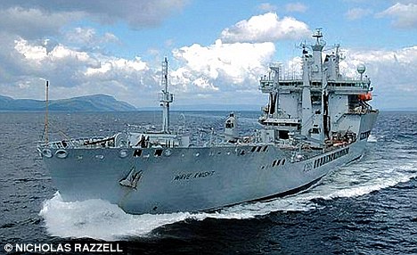 Witness: The military ship RFA Wave Knight which allegedly watched as the Chandlers were taken captive by Somalian pirates